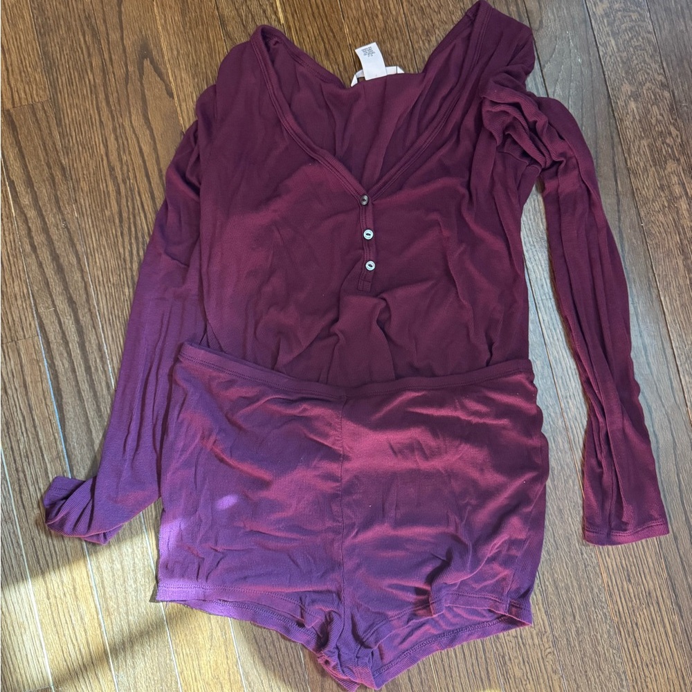 Victoria's Secret Purple Pajama Set Long Sleeve